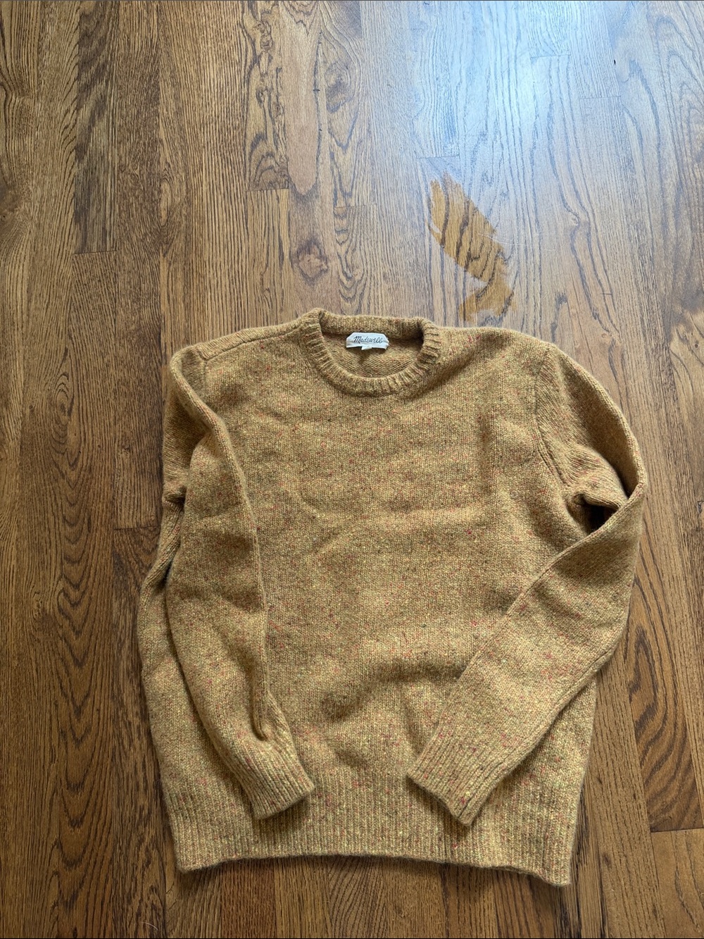 Men's Madewell Donegal Wool Crewneck Sweater in Mustard Tweed